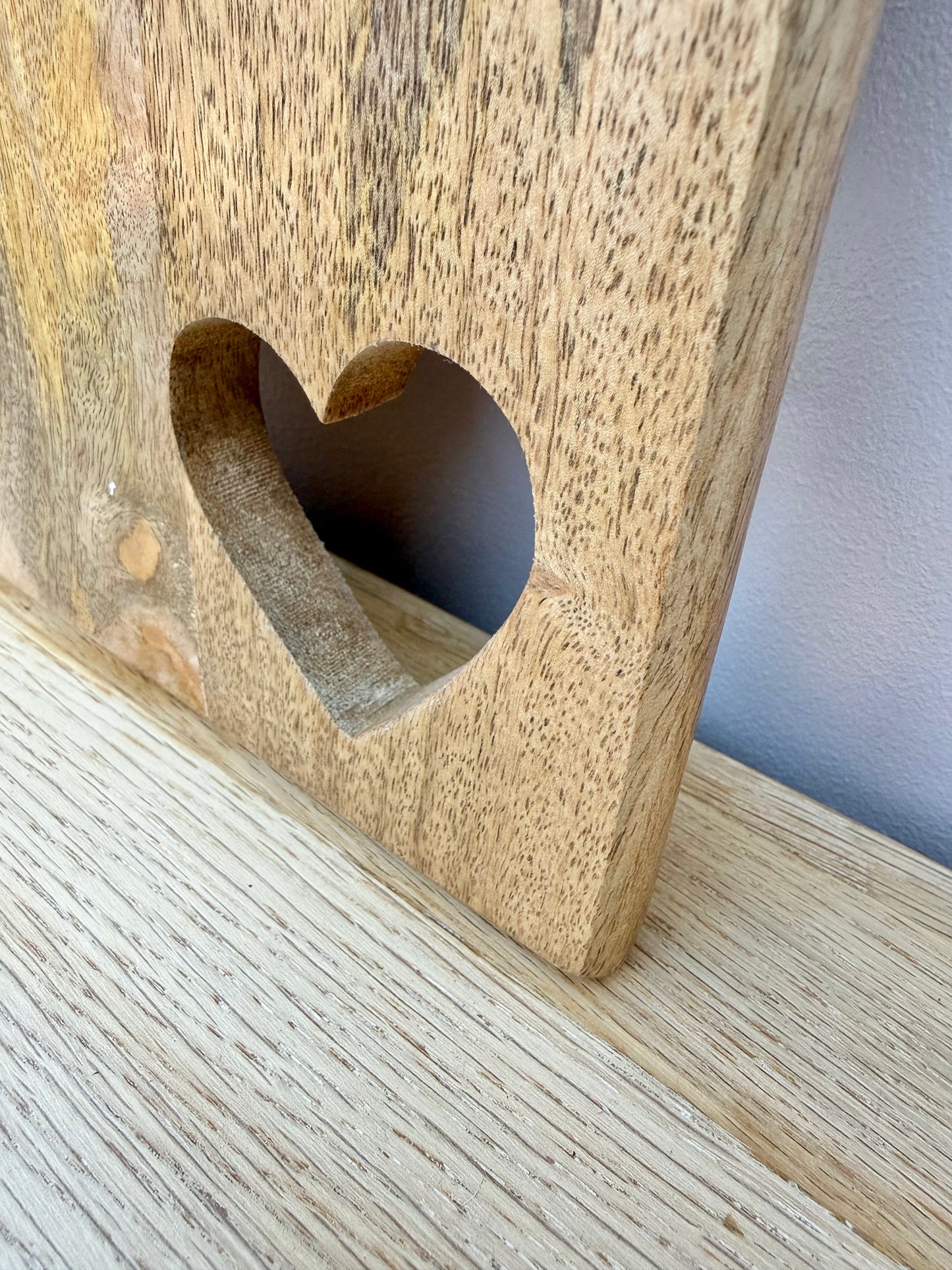 Wooden Chopping Board with Heart Cut out
