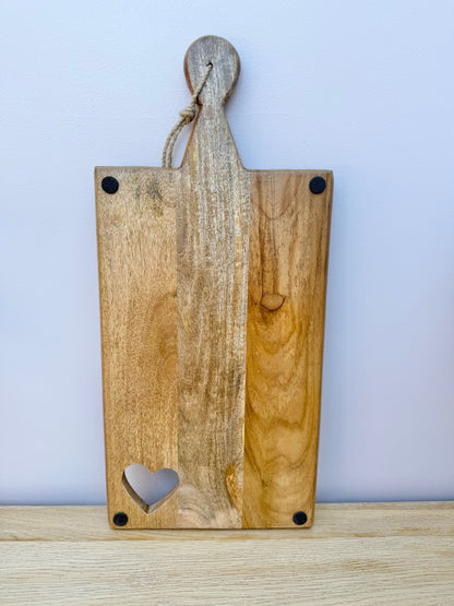 Wooden Chopping Board with Heart Cut out