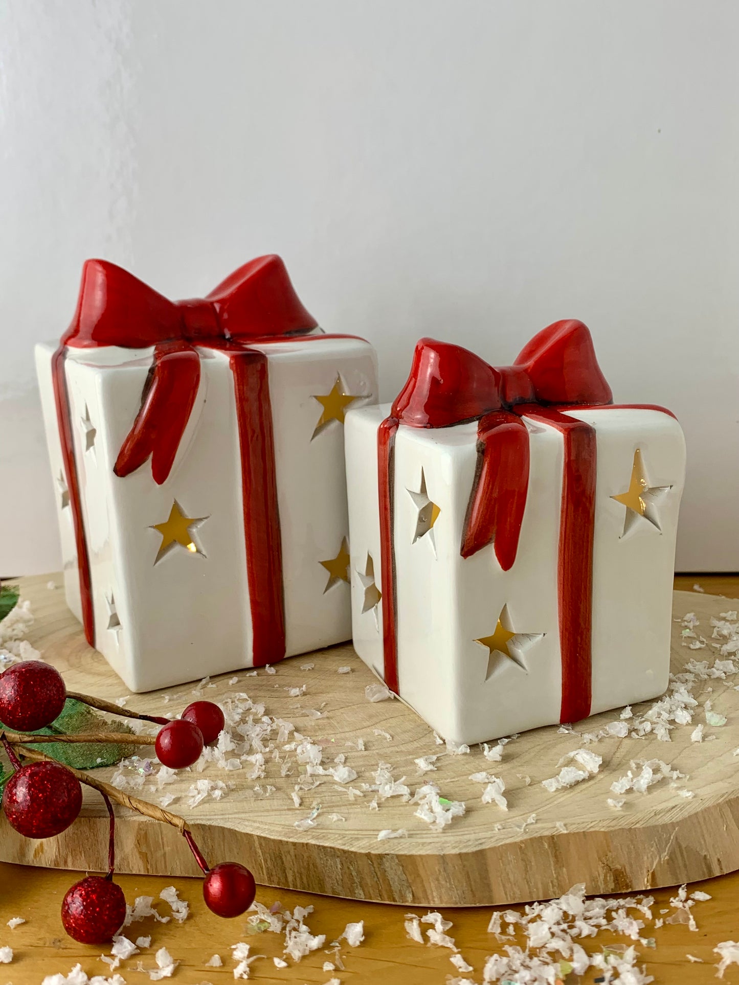 Red & White Christmas LED Parcel - Small & Large