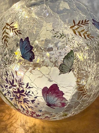 Floral Butterfly Light up Glass Ball