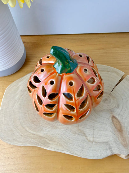 Light Up Orange pumpkin with cutout leaves