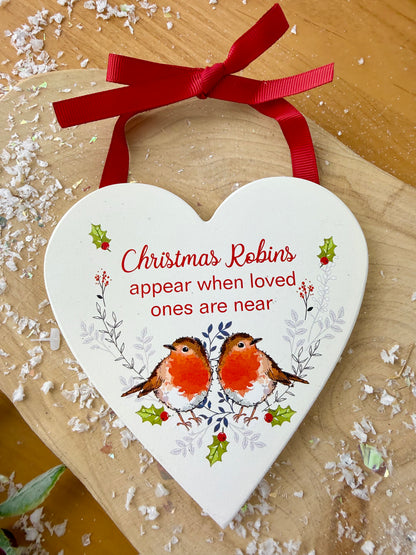 Winter Robins Hanging Heart