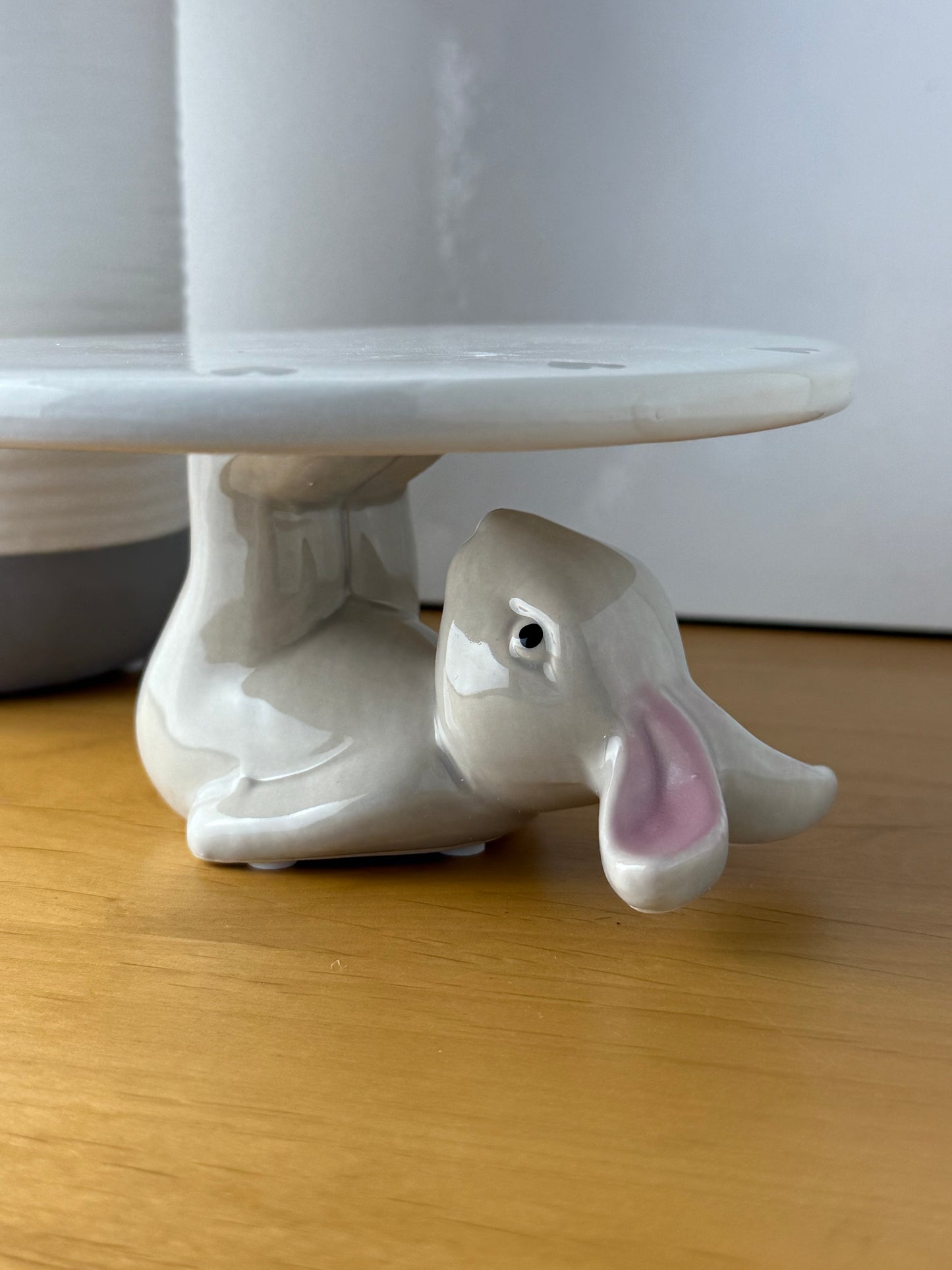 Ceramic Rabbit 6" Grey Cakestand / Display Plate