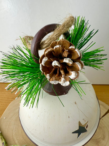 Rustic Metal White Christmas Bell