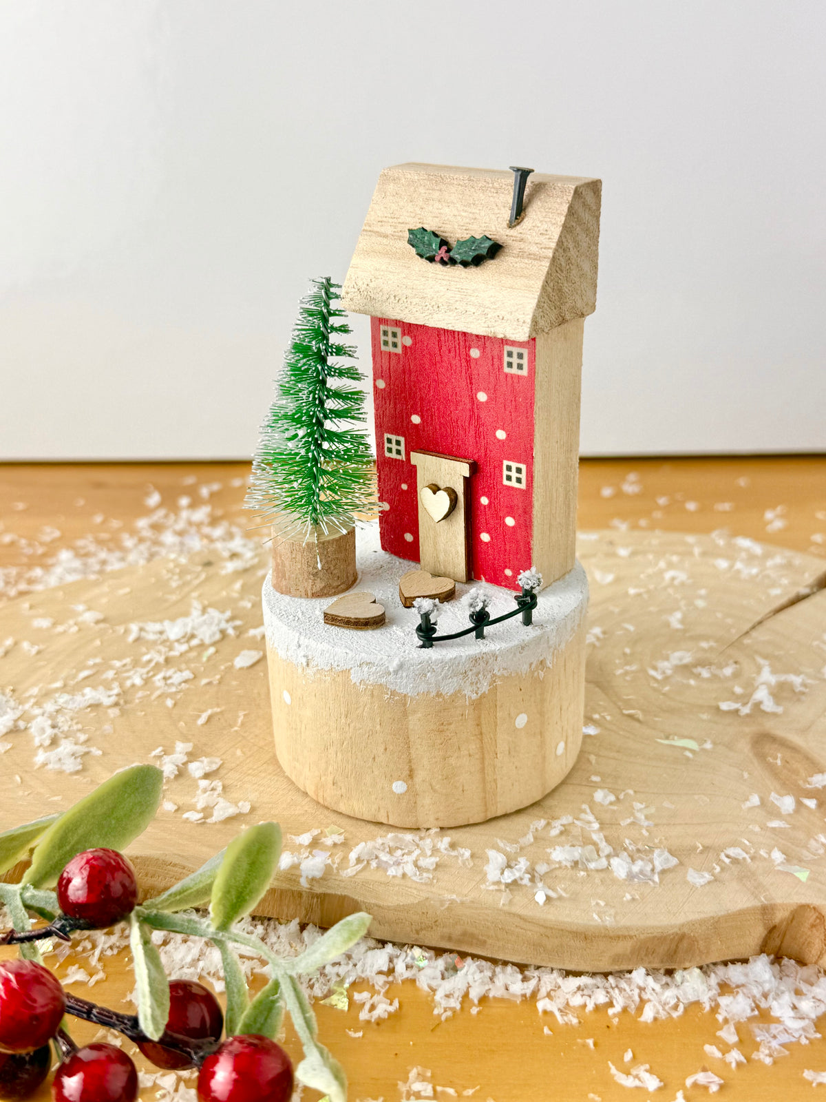Wooden Christmas Holly House
