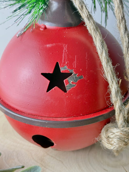 Rustic Metal Red Christmas Bell