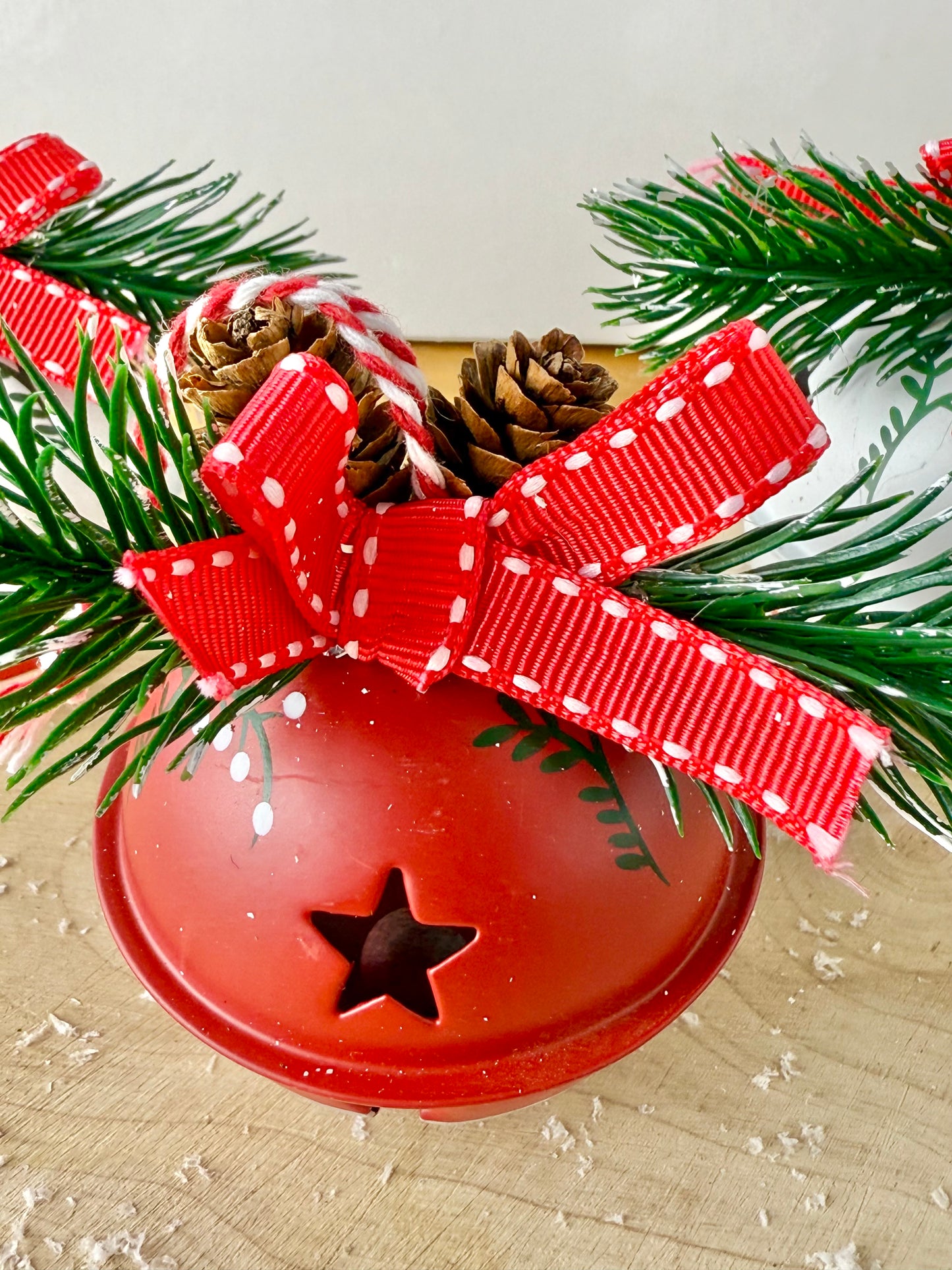 Red & White Christmas Bells - Set of 3