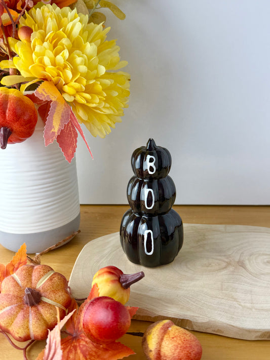 3 Tier Boo Pumpkin Stack - Black