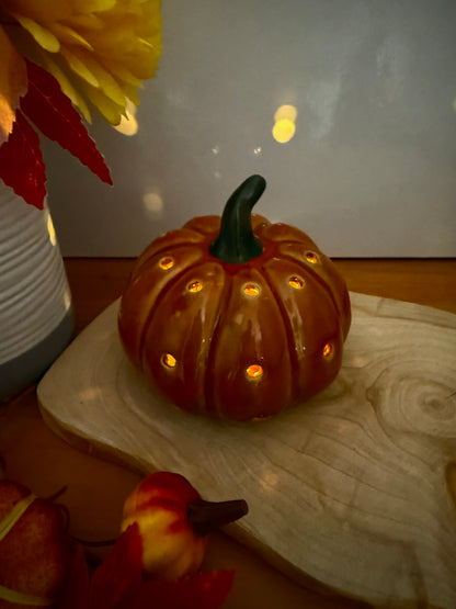 Light up Orange ceramic pumpkin