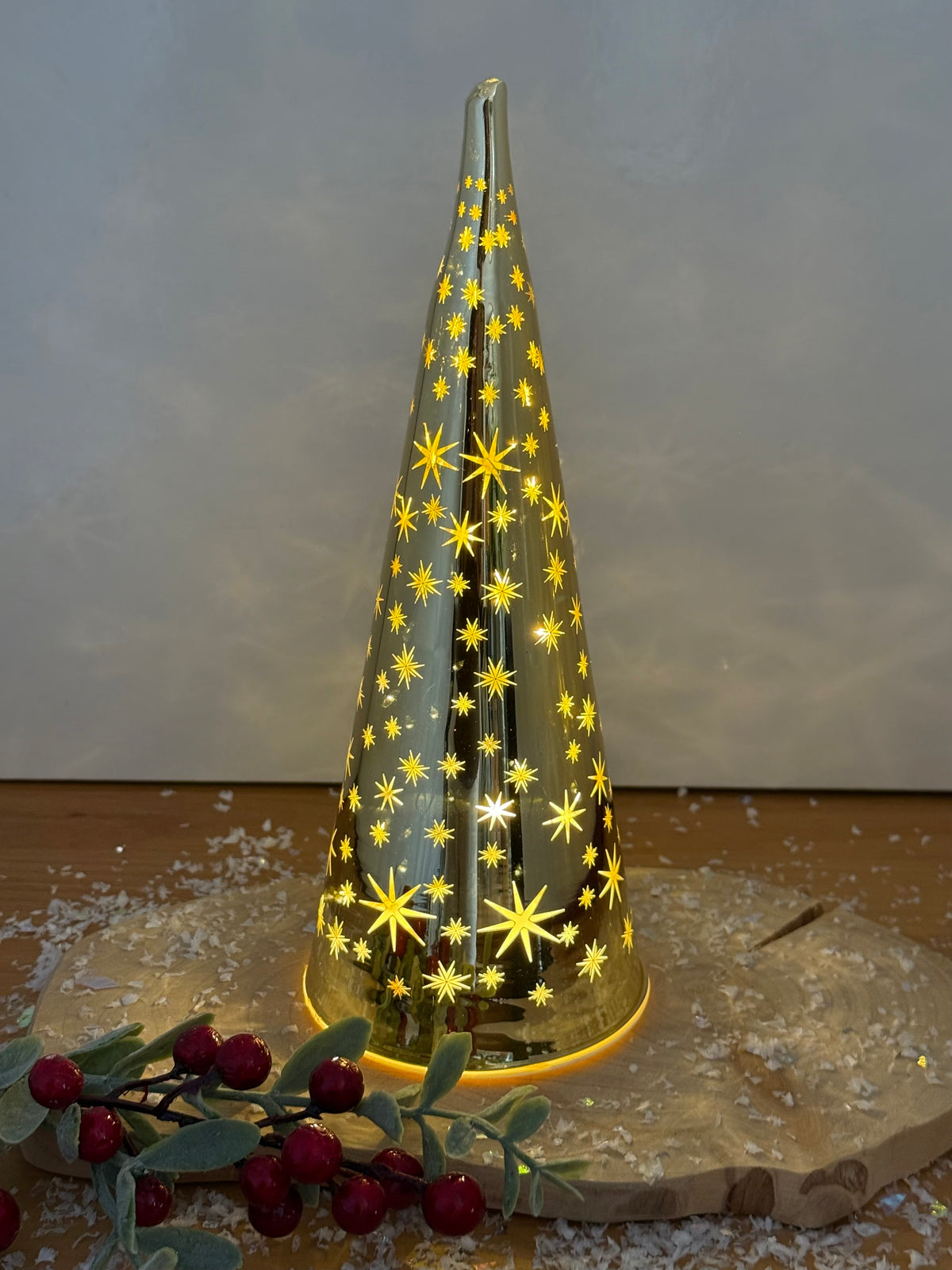 Gold Light Up Cone Christmas Tree
