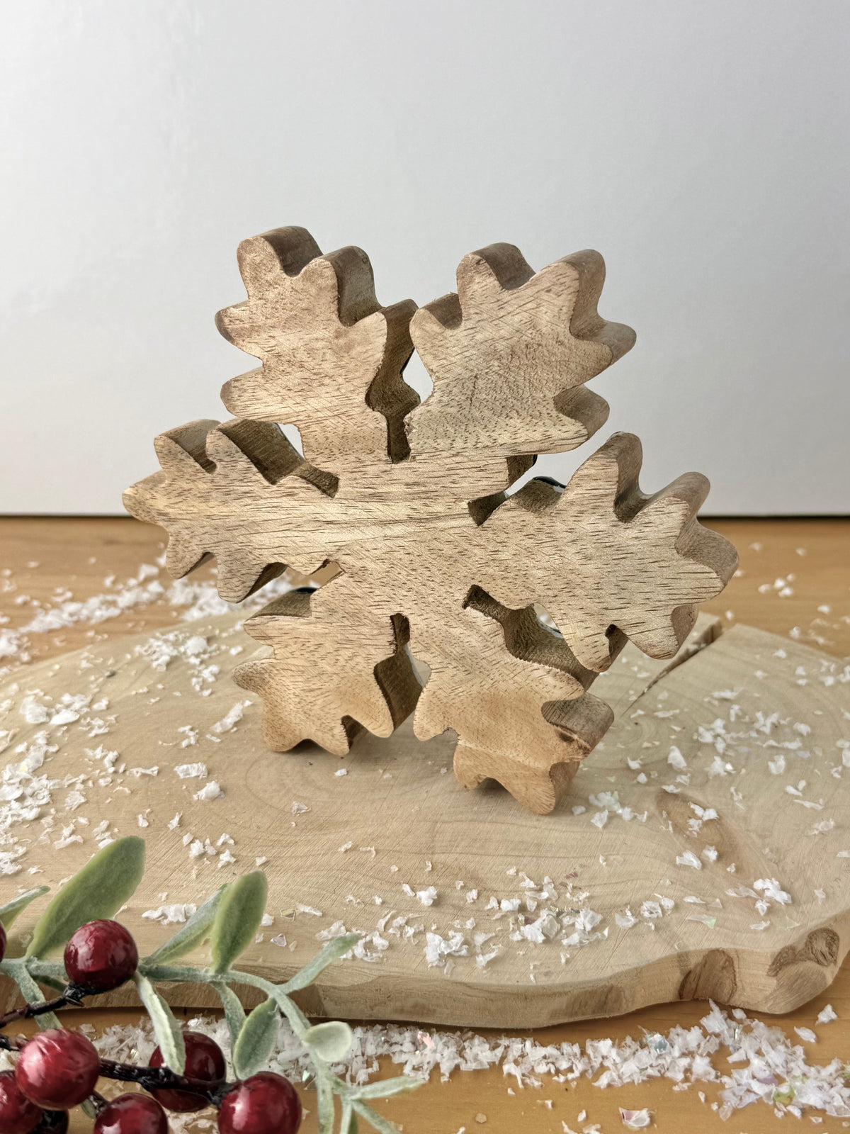 Wood & Enamel Holly Decoration