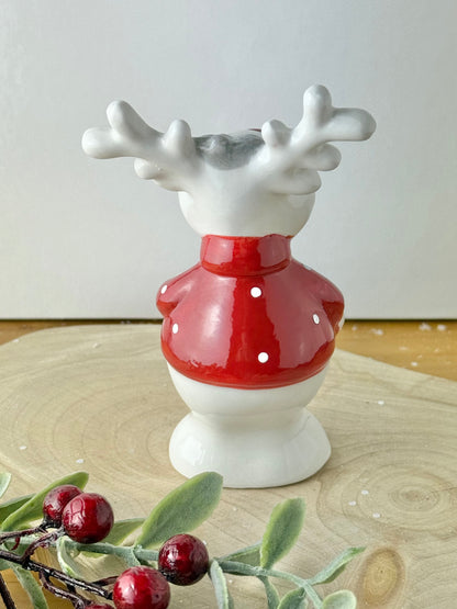 Jolly Ceramic Red & White Reindeer