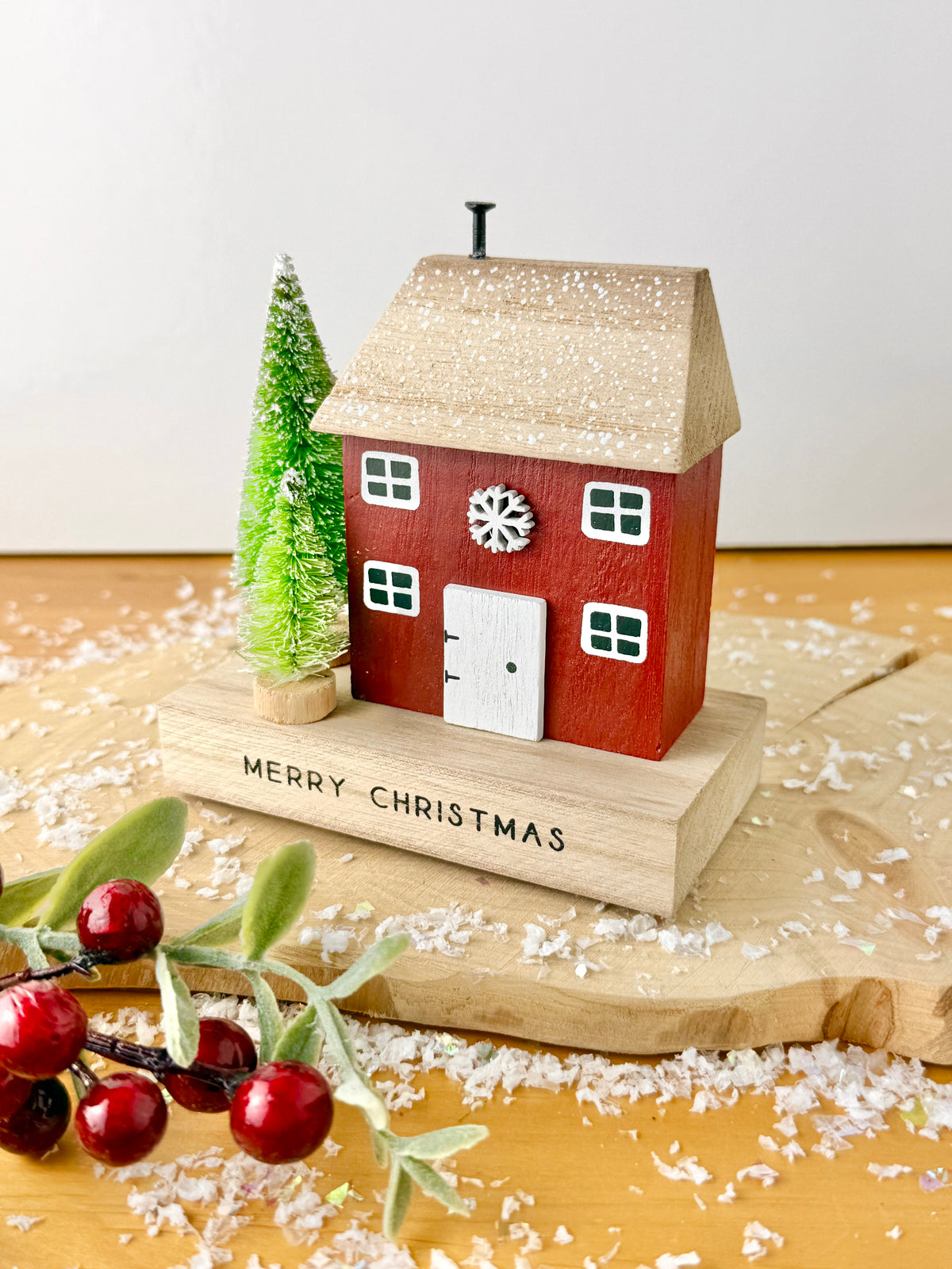 Wooden Merry Christmas House