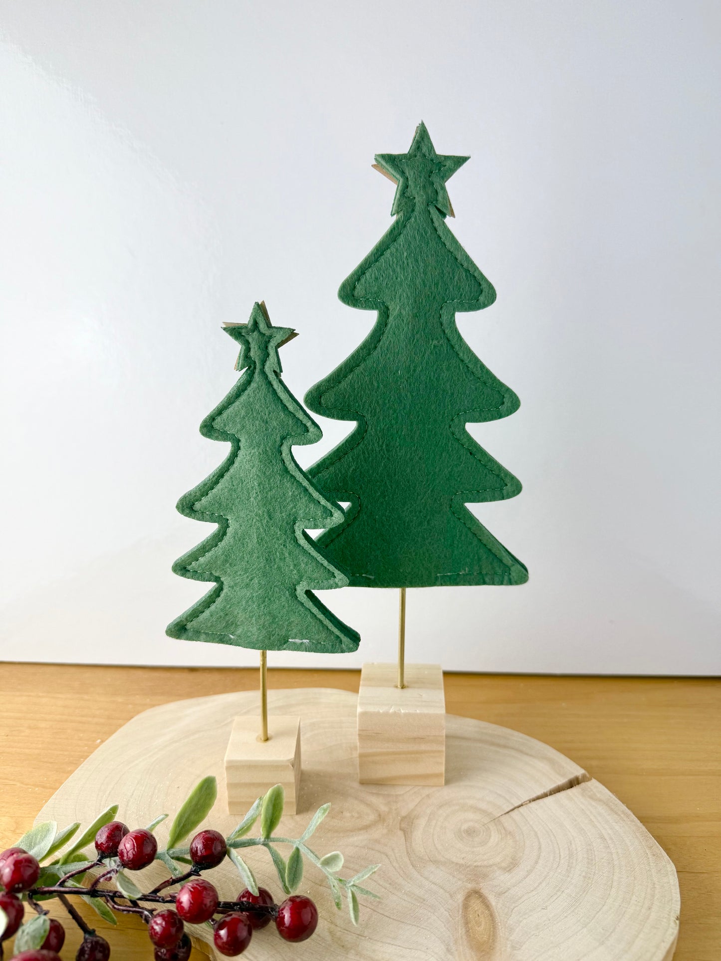 Felt Christmas Trees - Dark Green Pair