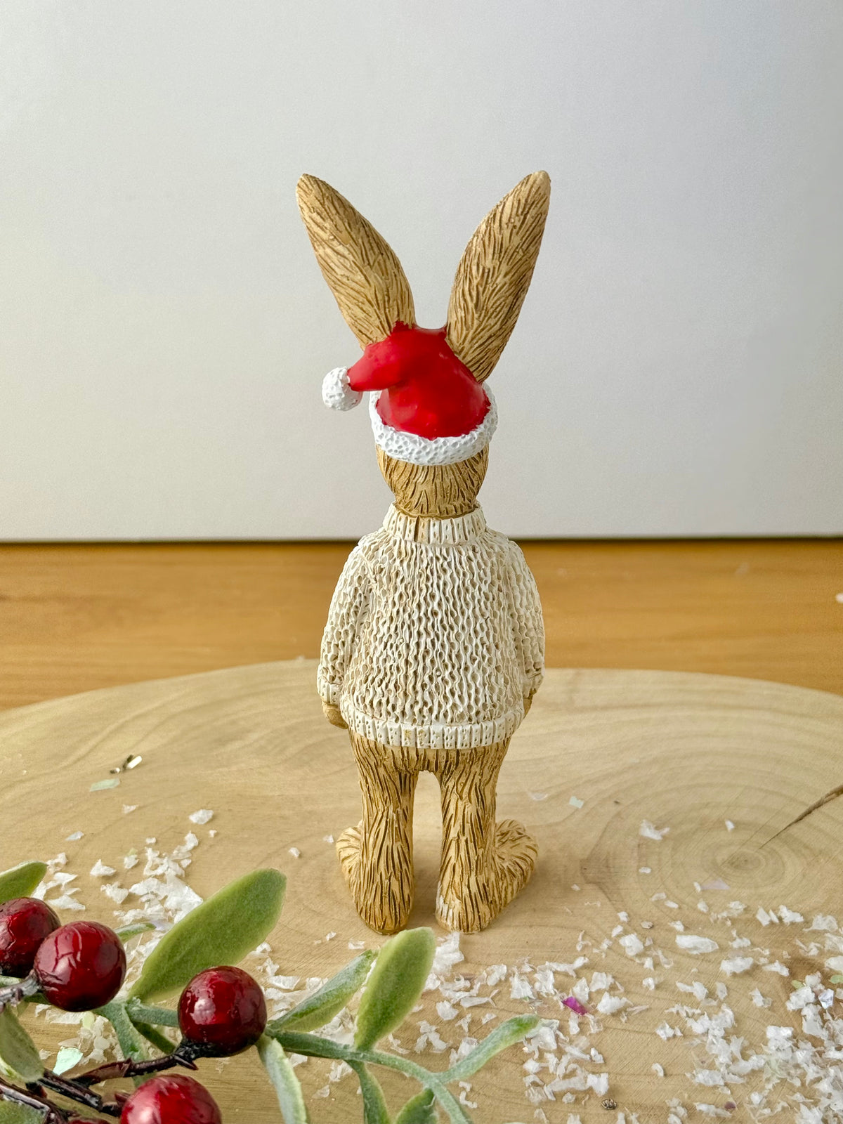 Jasper Rabbit wearing a NICE Christmas Jumper
