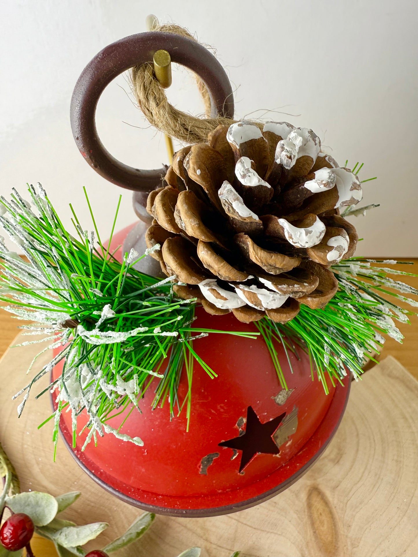 Rustic Metal Red Christmas Bell