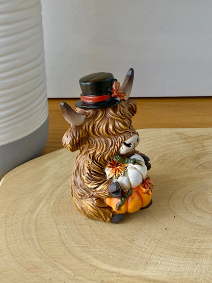 Highland Mini Cows - Pair of Autumn or Halloween Cows