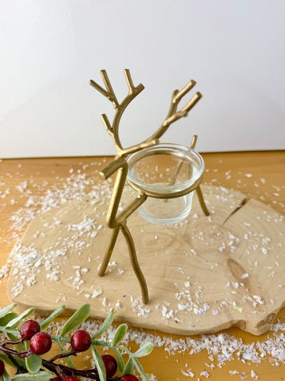 Gold Reindeer T-Light Holder