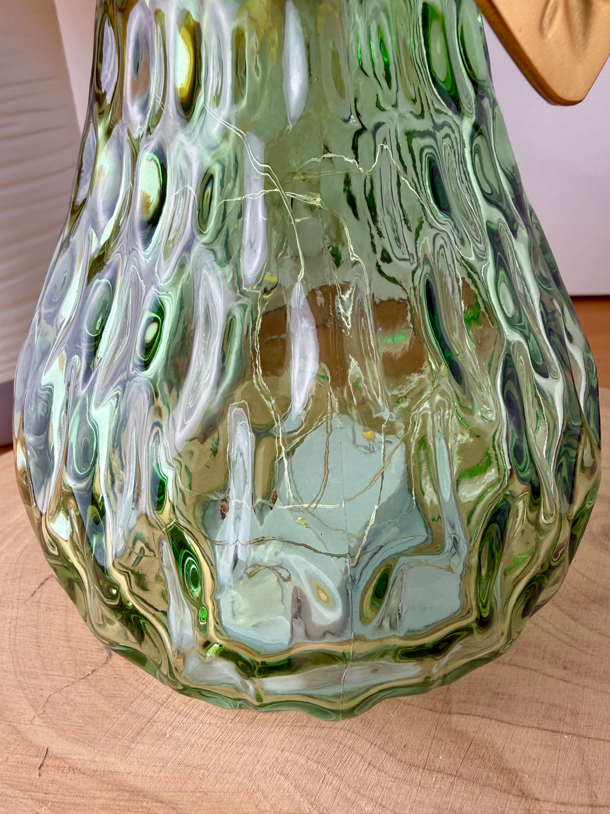 Diamond Cut Light Up Pear - Green with gold leaf - 2 Sizes