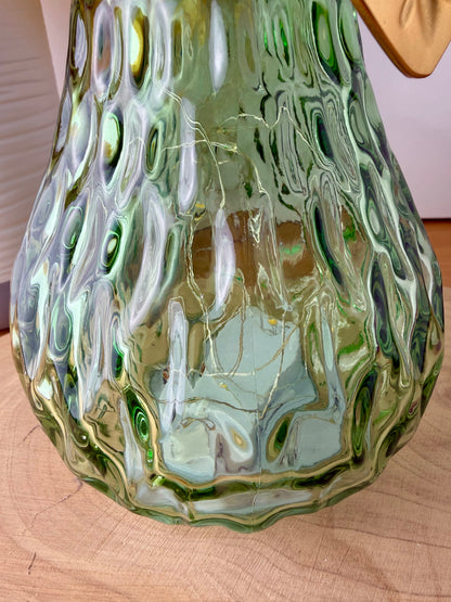 Diamond Cut Light Up Pear - Green with gold leaf - 2 Sizes