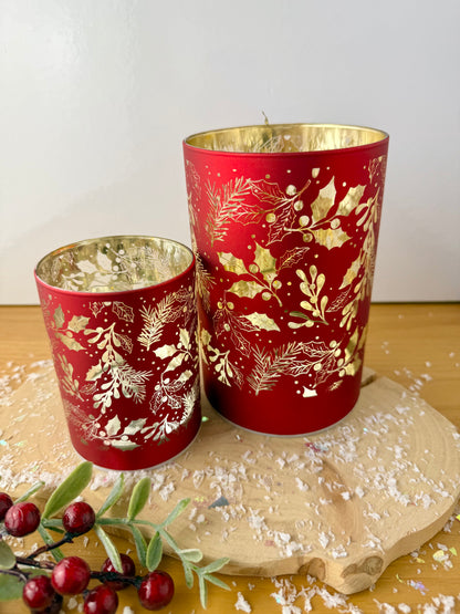 Glow Light Up Holly Lamp - Red & Gold, 2 sizes