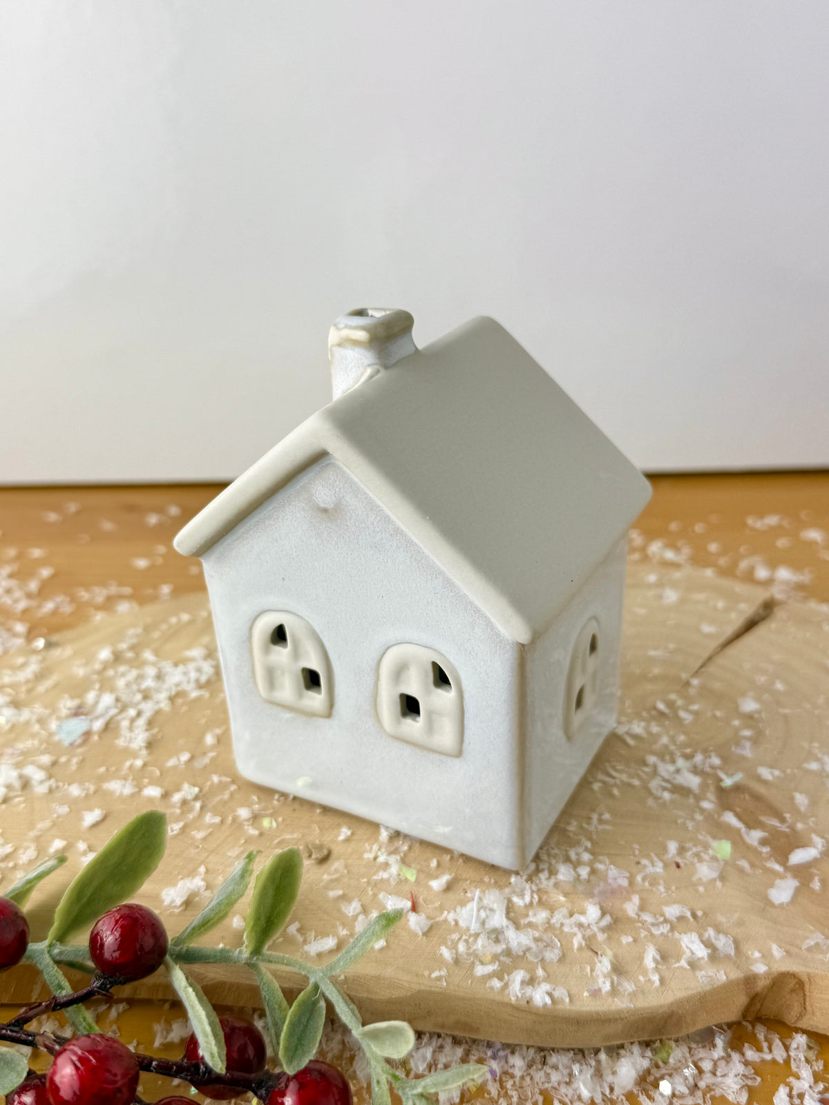 Light Up Natural Bow Ceramic House - 2 Sizes