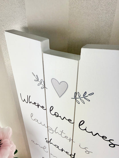 Gracefully Gifted - Where Love lives Long Wooden Plaque