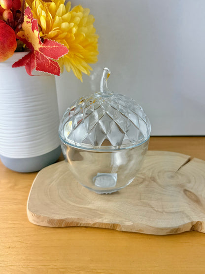Autumnal Glass Acorn Jar with lid
