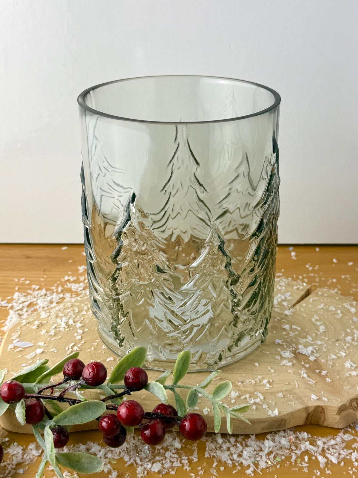 Christmas Smokey Glass Tree Candle Holder