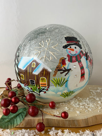 Christmas Crackle LED Snowman Ball