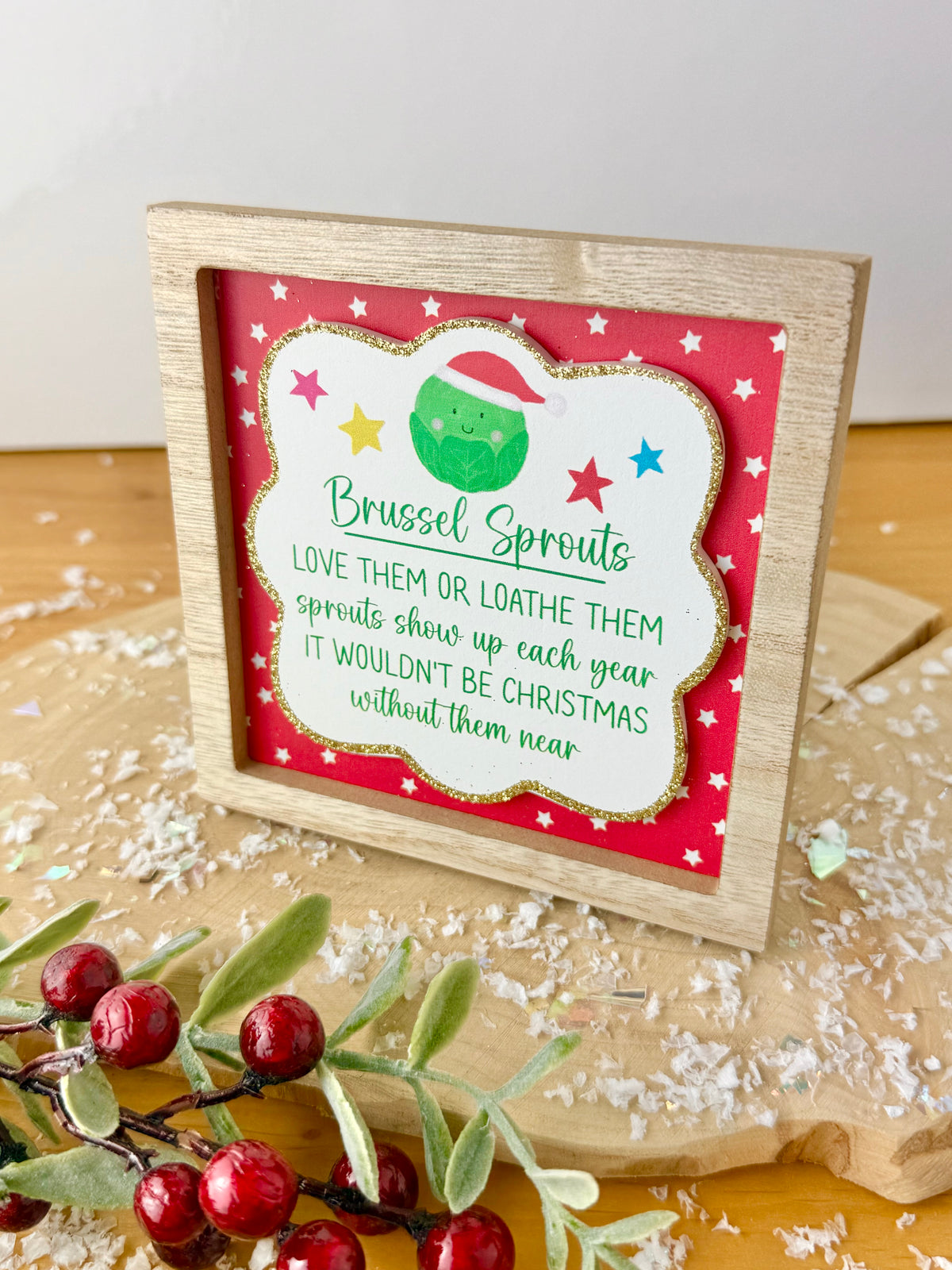 Festive Fun red & white novelty wooden easel signs