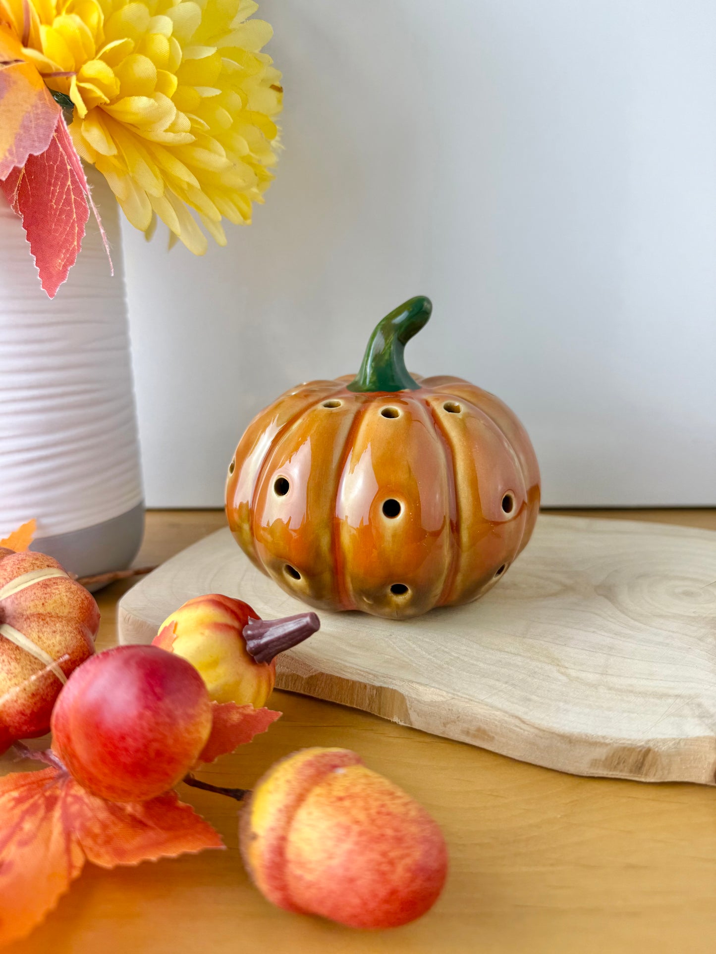Light up Orange ceramic pumpkin
