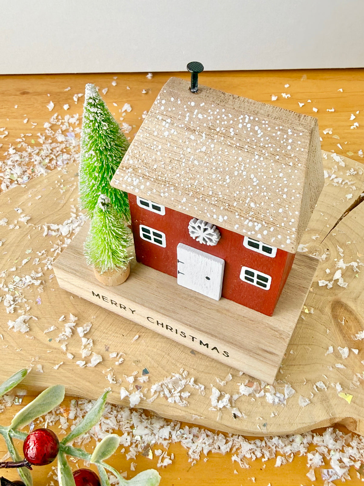 Wooden Merry Christmas House