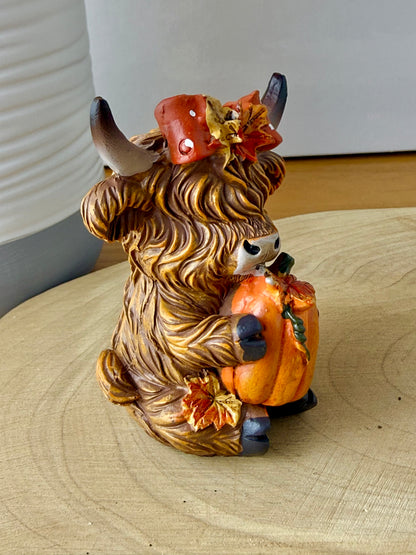 Highland Mini Cows - Pair of Autumn or Halloween Cows