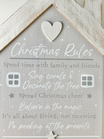 Christmas Rules House Plaque