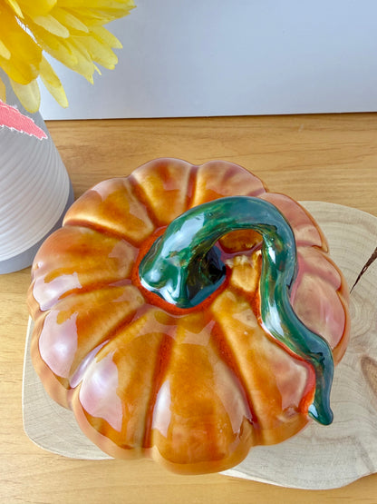 Orange Pumpkin with decorative Green stalk