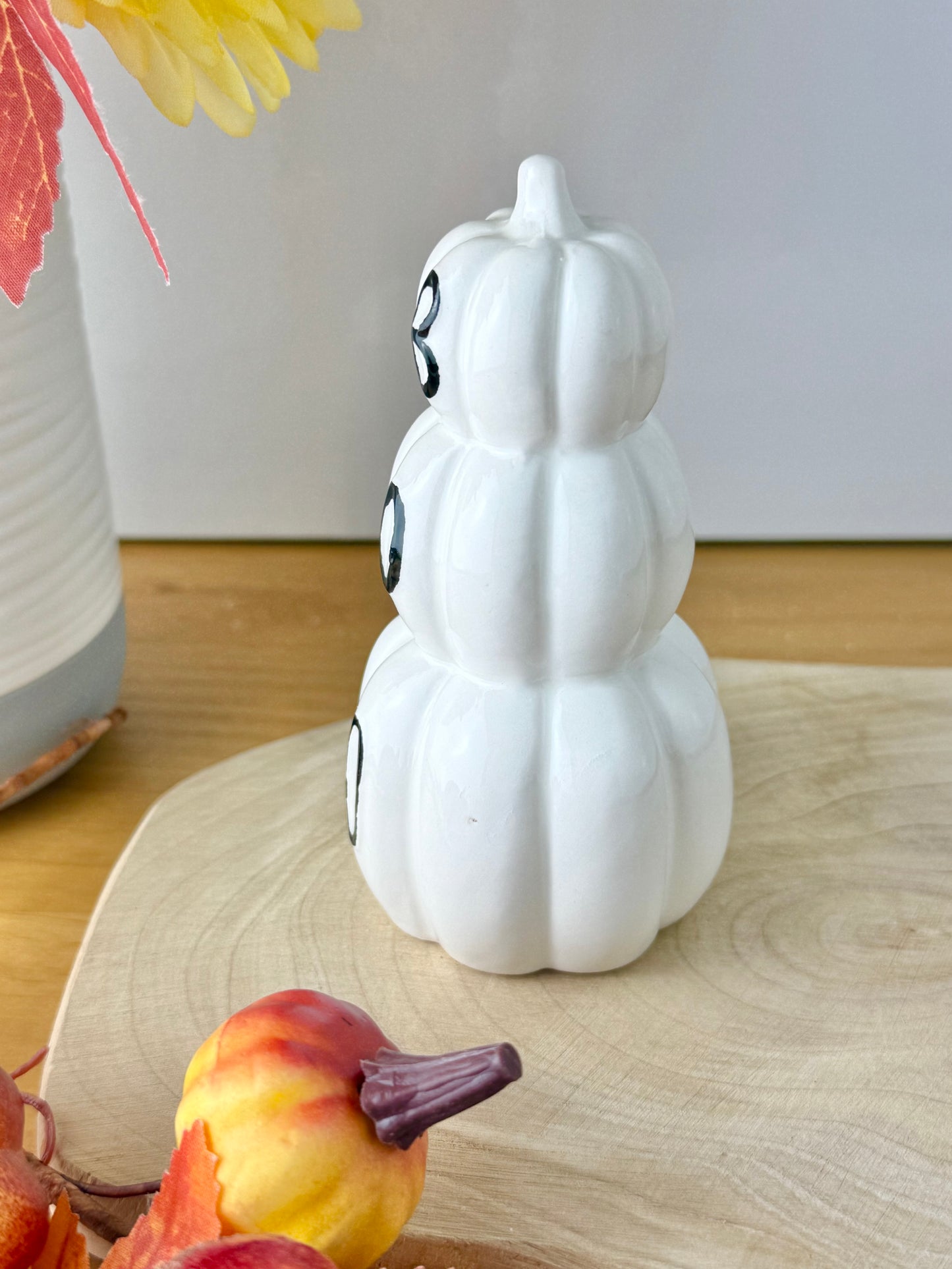 3 Tier Boo Pumpkin Stack - White