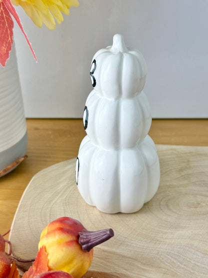3 Tier Boo Pumpkin Stack - White