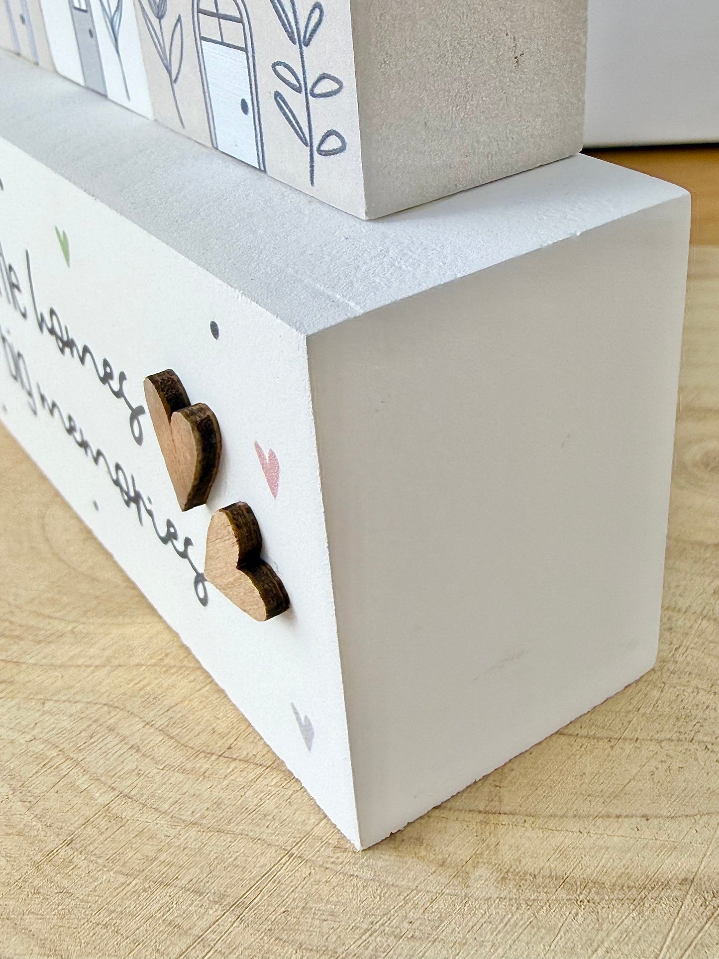 Gracefully Gifted Wooden Triple House Block - Little Homes come Big Memories