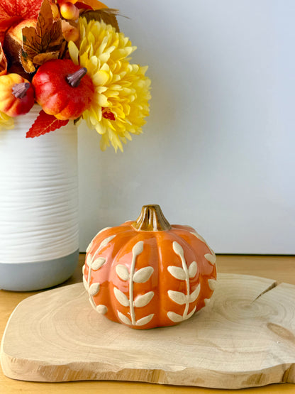 Orange & Beige ceramic pumpkin