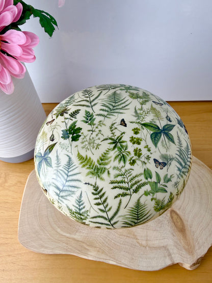 Wooden Mushroom - Green Ferns  - 2 sizes