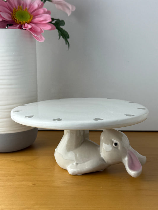 Ceramic Rabbit 6" Grey Cakestand / Display Plate