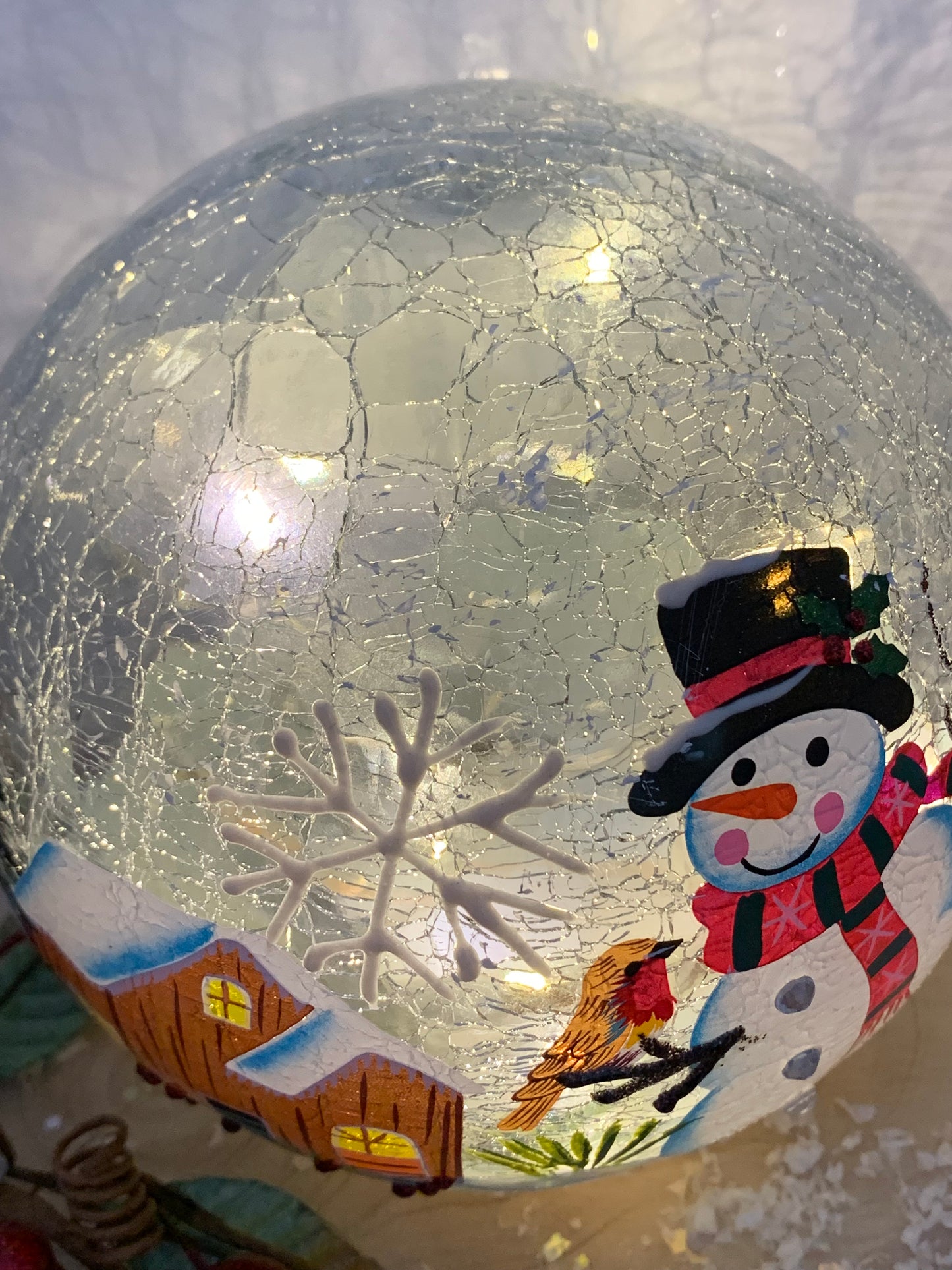 Christmas Crackle LED Snowman Ball