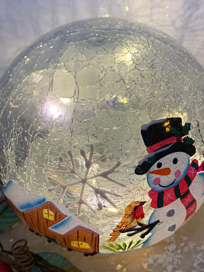 Christmas Crackle LED Snowman Ball