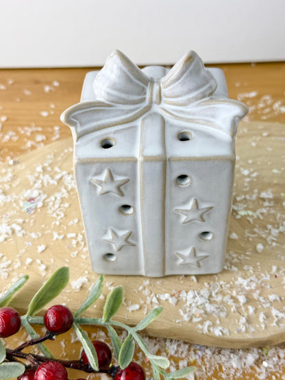 Light Up Ceramic Christmas Present with Bow - 2 Sizes