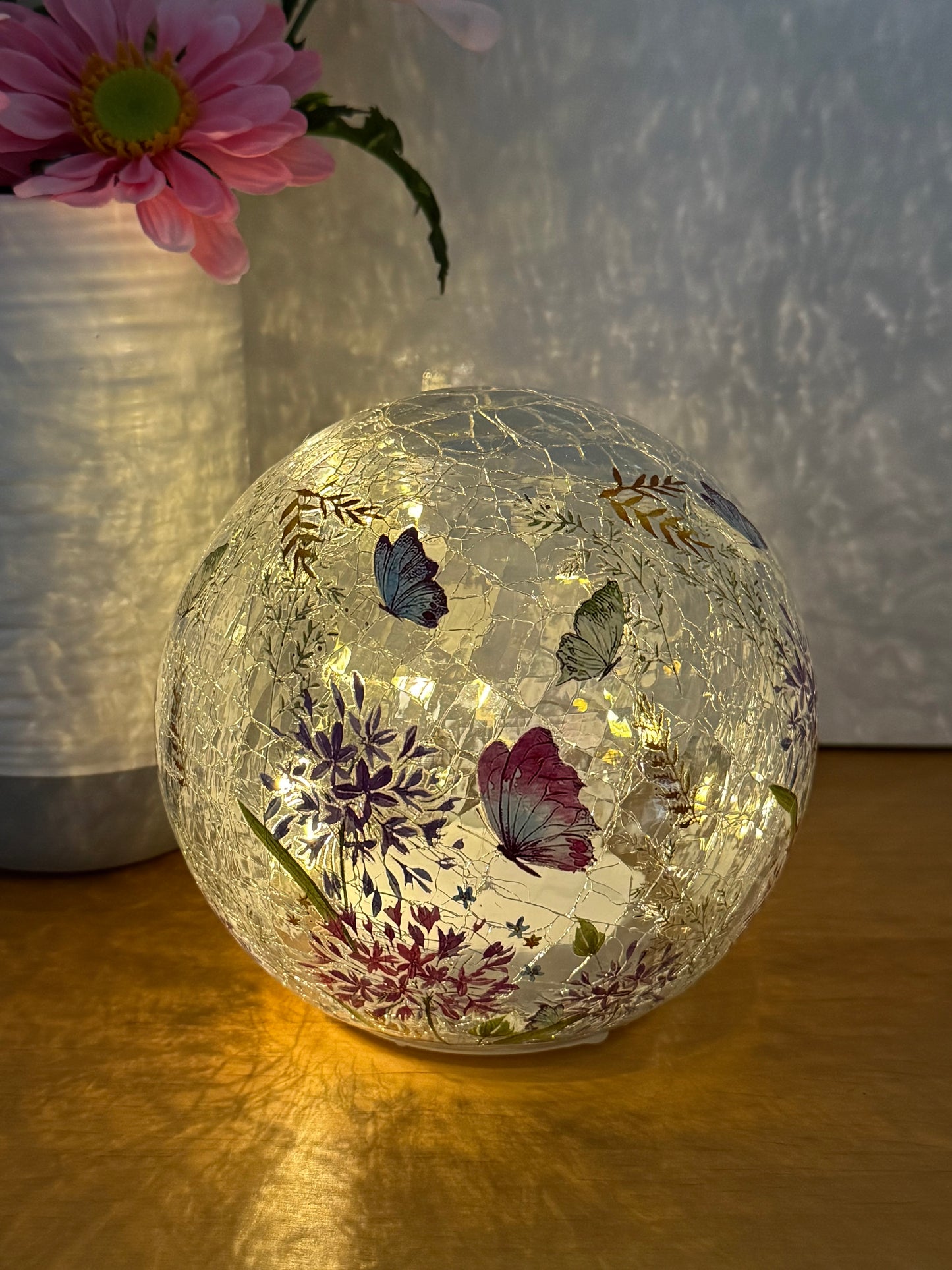 Floral Butterfly Light up Glass Ball