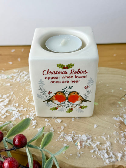 Winter Robins Tea Light Holder