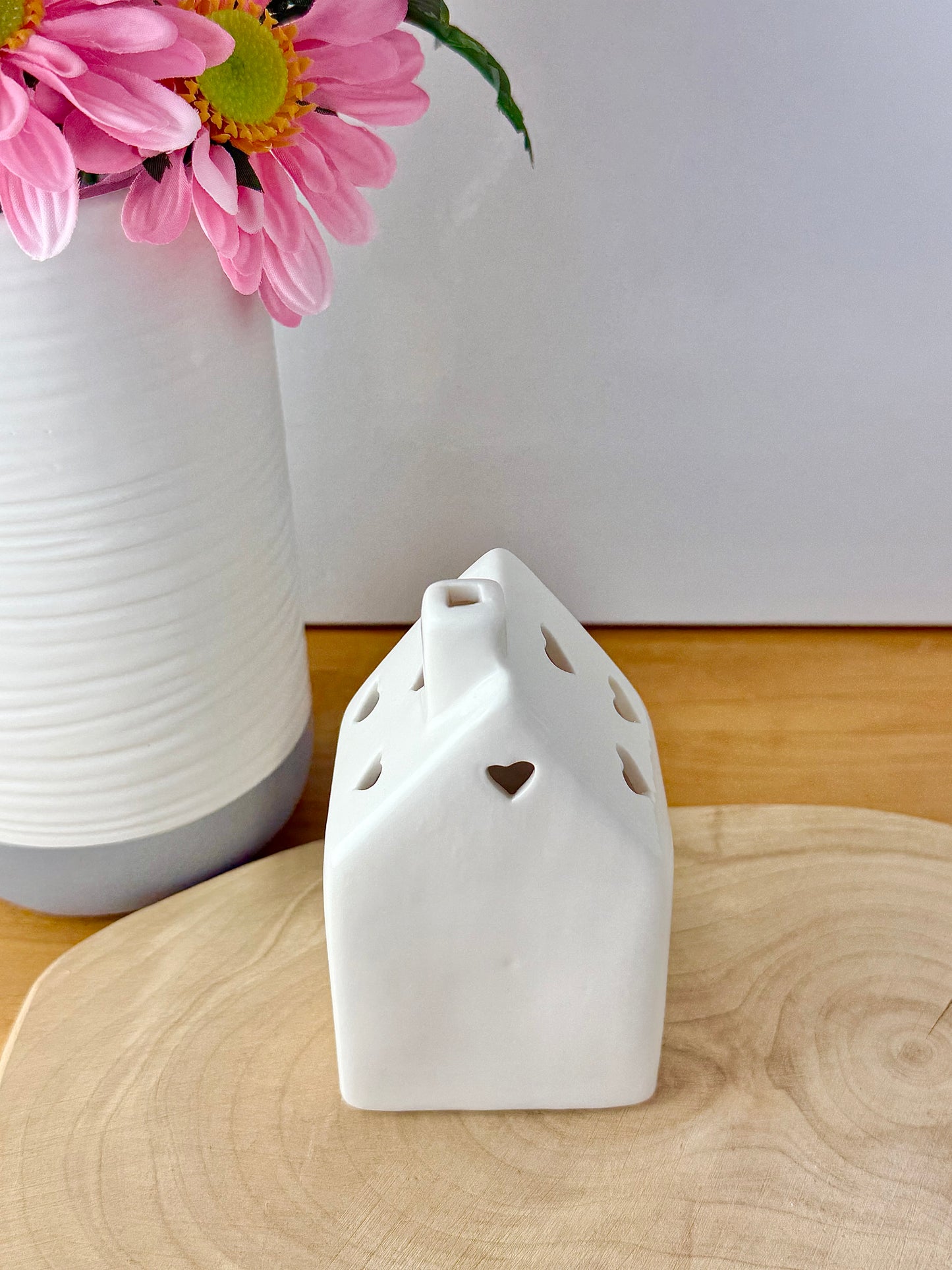 White LED Flower House with gold detail