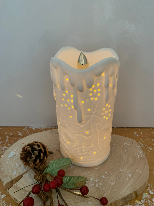 Christmas House scene LED Candle - 2 sizes