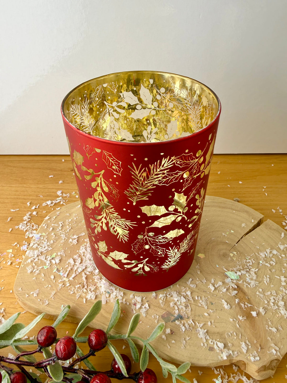 Glow Light Up Holly Lamp - Red & Gold, 2 sizes
